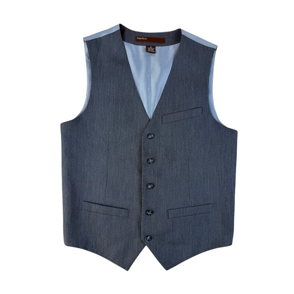 Perry Ellis Other - Perry Ellis Small Dark Academia Pinstripe Suit Vest Grey Rayon Blend